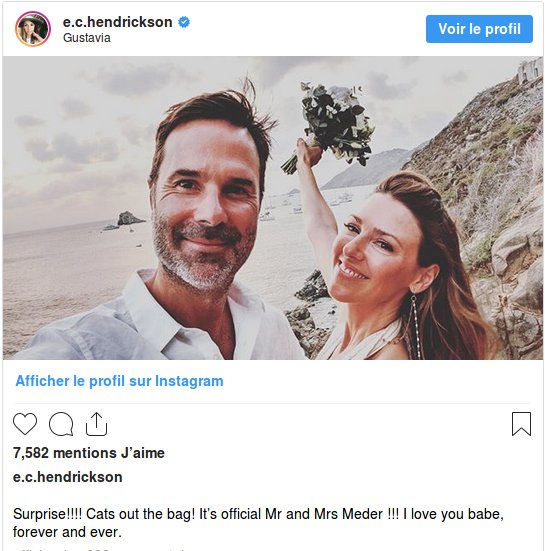 Elizabeth Hendrickson annonce son mariage sur Instagram