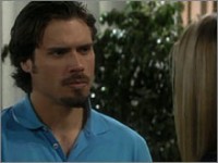 Nick (Joshua Morrow) est en colère contre Sharon (Sharon Case). Les Feux de l'Amour, épisode 5120 (20 avril 2009, RTS)