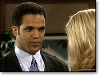 Neil (Kristoff St. John) parle business avec Victoria. Les Feux de l'Amour, épisode 7583 (6 mars 2003, CBS)