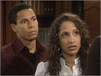 Lily (Christel Khalil) et Devon sont inquiets pour Drucilla. Les Feux de l'Amour, épisode 2910 (19 février 2010, RTBF)