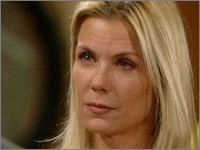 Brooke (Katherine Kelly Lang) affirme à Nick qu'elle respecte sa relation. Top Models, épisode 5083 (8 septembre 2008, RTS)