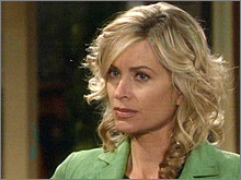 Ashley Suzanne (Eileen Davidson) est stupéfaite de la mauvaise nouvelle. Les Feux de l'Amour, épisode 4819 (18 février 2008, RTS)
