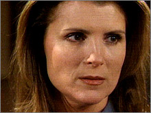 Sheila (Kimberlin Brown) est blessée lorsque Scott lui apprend qu'il va dîner avec Lauren. Les Feux de l'Amour, épisode 4972 (22 septembre 2008, RTS)