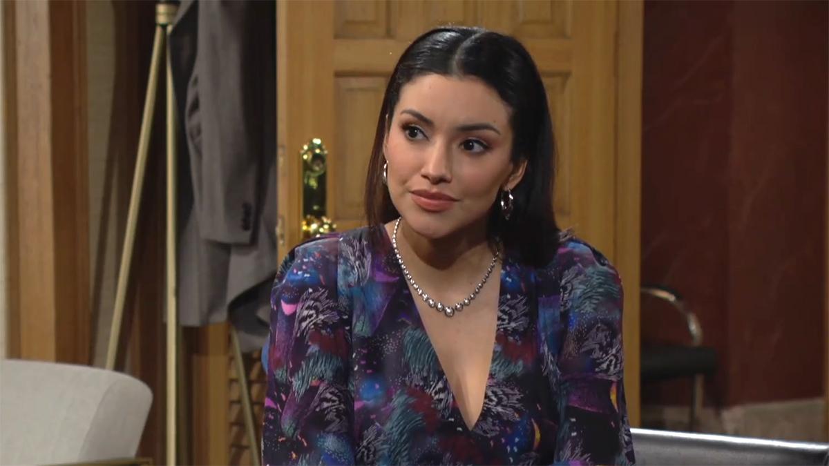 Audra (Zuleyka Silver) est au centre des attentions des uns et des autres. Les Feux de l'Amour, épisode 12551 (8 février 2023, CBS)