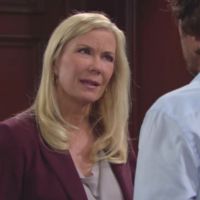 Brooke (Katherine Kelly Lang) ne comprend pas pourquoi Ridge fait tant d'histoires au sujet de sa vasectomie... Top Models, épisode 7205 (13 avril 2016, RTS)