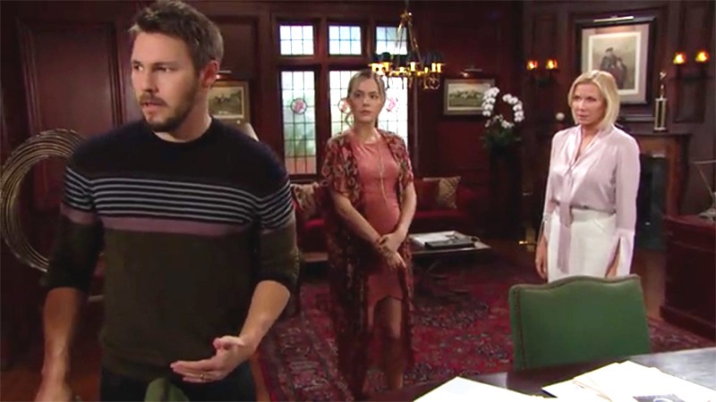 Liam (Scott Clifton) ne sait vers quel côté de la balance pencher. Top Models, épisode 7986 (11 avril 2019, RTS)