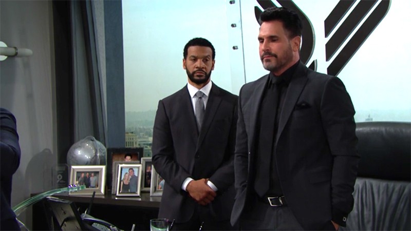 Le deuil de Caroline est l'occasion pour Bill (Don Diamont) de consolider la famille Spencer. Amour, Gloire et Beauté/Top Models, épisode 8051 (19 mars 2019, CBS)