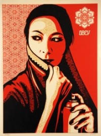 Devon (Bryton McClure) achète 'Commanda', une oeuvre de Shepard Fairey. Les Feux de l'Amour, épisode 6473 (12 septembre 2014, RTS)