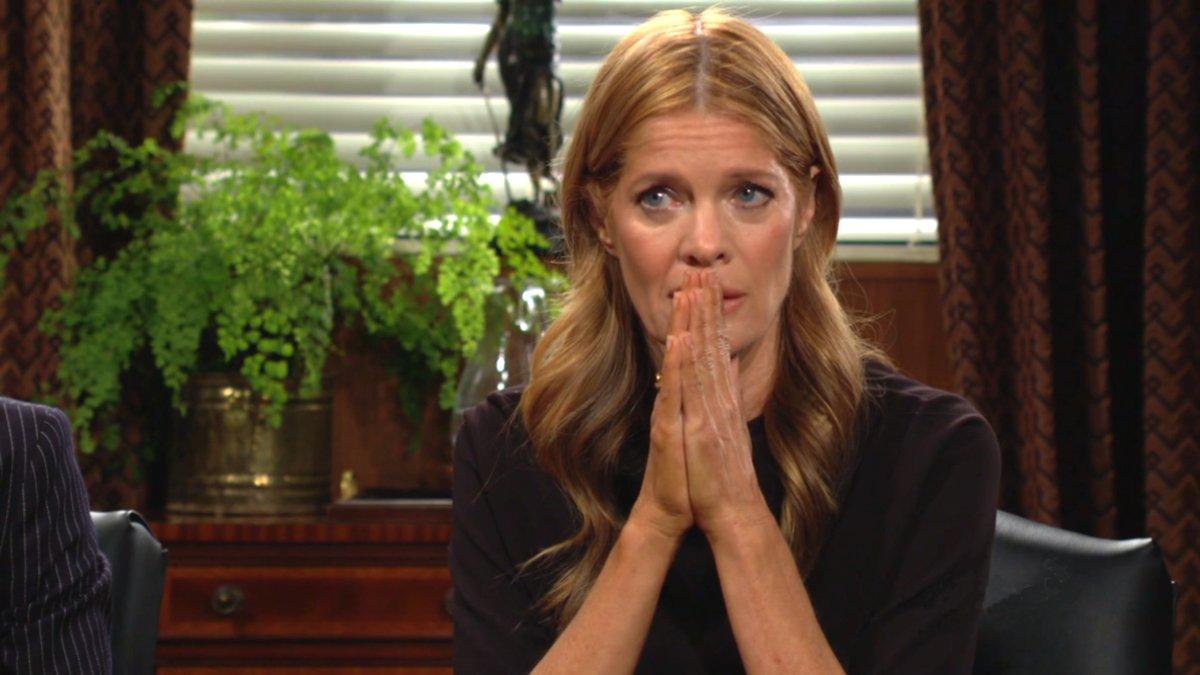 Phyllis (Michelle Stafford) explique comment les événements se sont enchaînés. Les Feux de l'Amour, épisode 12678 (9 août 2023, CBS)