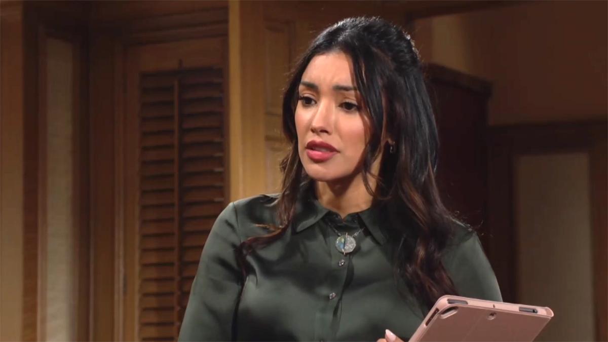 Audra (Zuleyka Silver) a de la peine pour Nikki. Les Feux de l'Amour, épisode 12765 (13 décembre 2023, CBS)