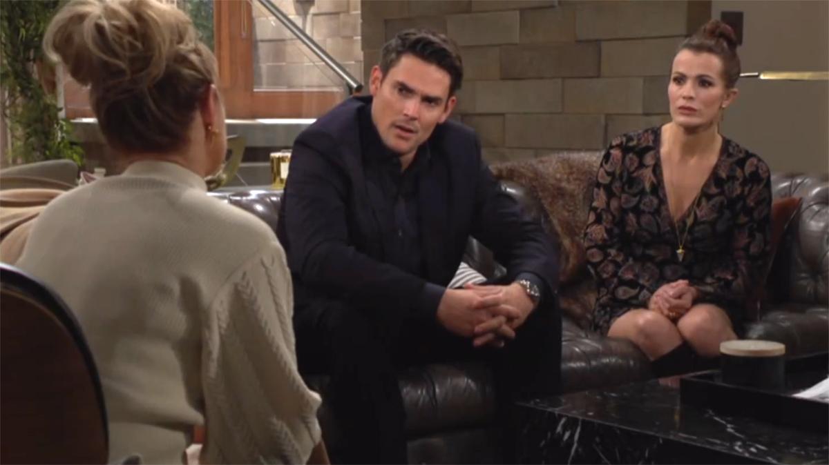 Adam (Mark Grossman) et Chelsea (Melissa Claire Egan) se font beaucoup de souci pour leur fils. Les Feux de l'Amour, épisode 12813 (22 février 2024, CBS)