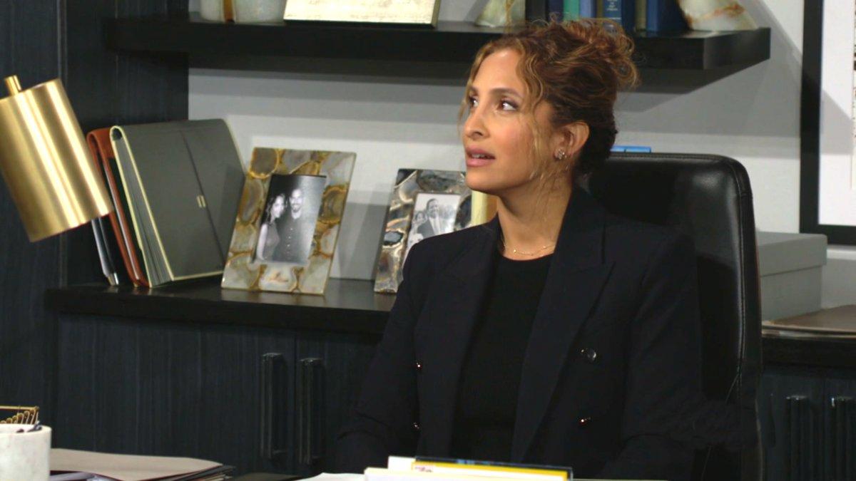 Lily (Christel Khalil) est prise de court. Les Feux de l'Amour, épisode 12853 (22 avril 2024, CBS)
