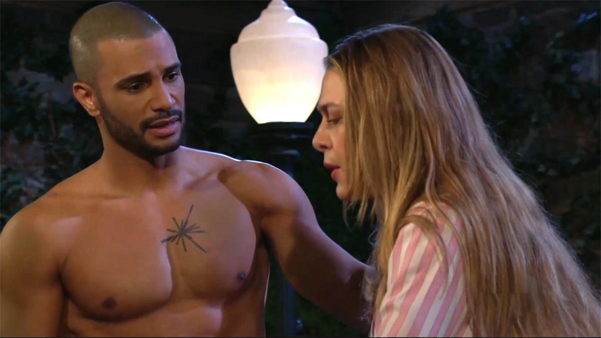 Holden (Nathan Owens) tombe à pic pour aider Claire. Les Feux de l'Amour, épisode 13153 (26 juin 2025, CBS)