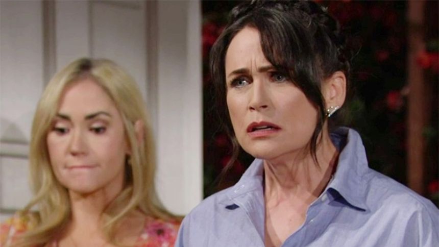 Quinn (Rena Sofer) et Bridget (Ashley Jones) prennent Eric et Donna sur le fait. Top Models,
épisode 8797 (21 mars 2023,
RTL9)