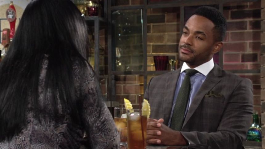 Nate (Sean Dominic) se confie à Imani. Les Feux de l'Amour,
                     épisode 9181 (20 mars 2025,
TF1)