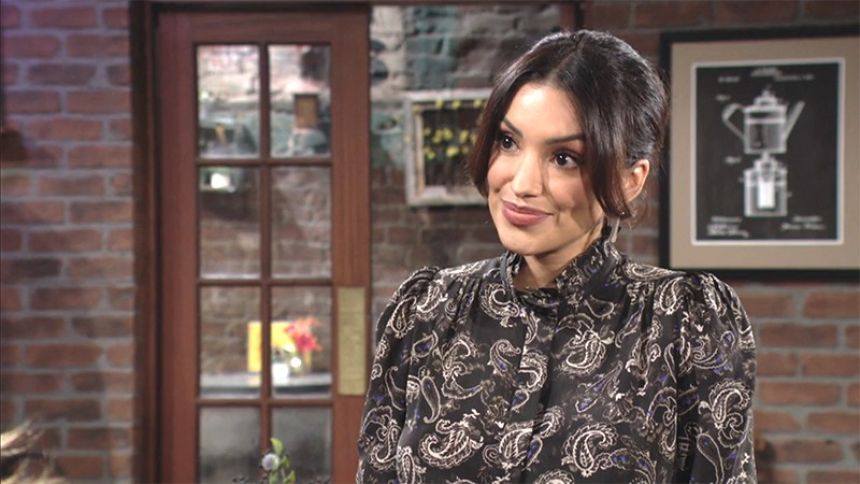 Audra (Zuleyka Silver) aimerait faire la connaissance de Victoria. Les Feux de l'Amour,
épisode 12458 (27 septembre 2022,
CBS)
