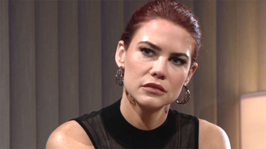 Sally (Courtney Hope) se questionne sur ses sentiments. Les Feux de l'Amour,
                     épisode 9202 (18 avril 2025,
TF1)