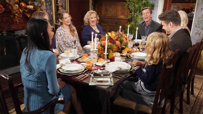 La famille Abbott se réunit pour le repas de Thanksgiving. Les Feux de l'Amour,
épisode 12499 (23 novembre 2022,
CBS)