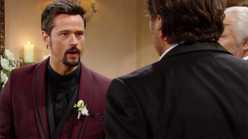 Thomas (Matthew Atkinson) persiste à vouloir justifier son mensonge. Amour, Gloire et Beauté/Top Models,
                     épisode 8903 (29 novembre 2022,
CBS)