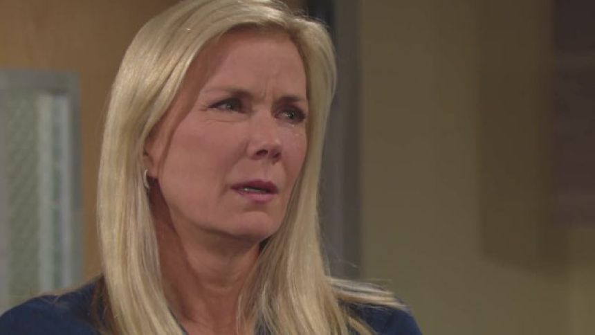 Brooke (Katherine Kelly Lang) supporte mal de voir Eric dans cet état. Amour, Gloire et Beauté/Top Models,
épisode 7433 (4 octobre 2016,
CBS)