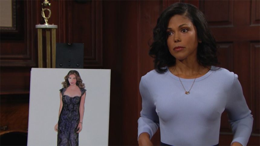 Maya (Karla Mosley) a des choses à annoncer... Top Models,
épisode 7991 (18 avril 2019,
RTS)