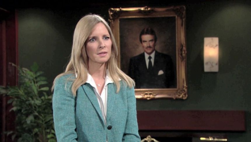 Christine (Lauralee Bell) réalise que son avenir professionnel risque d'être compromis. Les Feux de l'Amour,
épisode 11705 (12 juin 2019,
CBS)