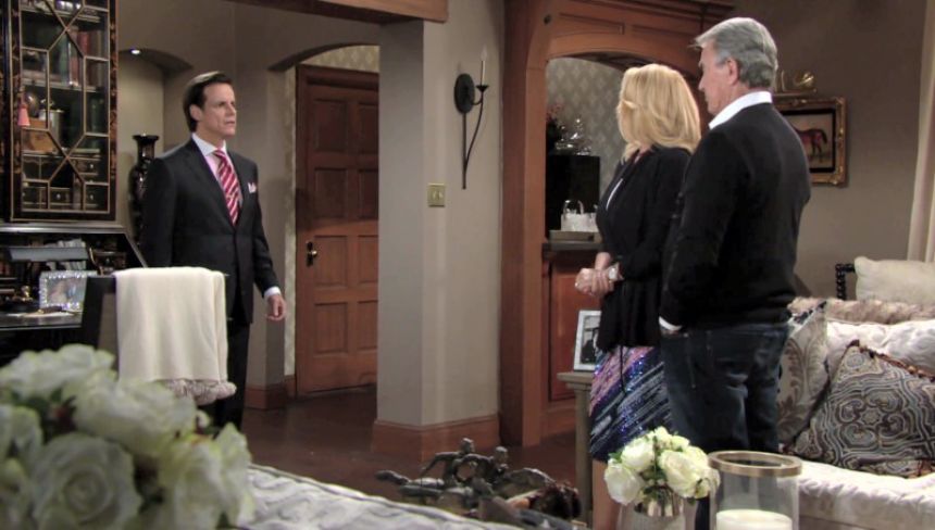 Michael (Christian LeBlanc) découvre que Victor est vivant. Les Feux de l'Amour,
épisode 11784 (1 octobre 2019,
CBS)