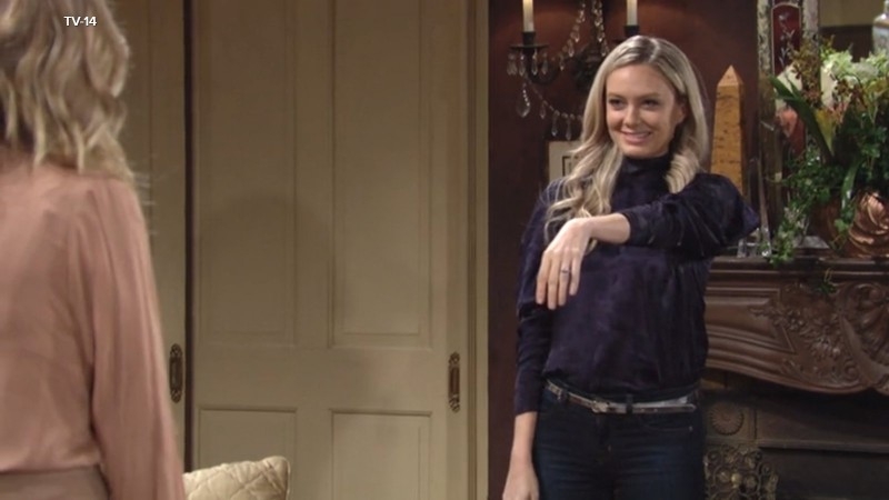 Abby (Melissa Ordway) annonce la bonne nouvelle à sa mère ! Les Feux de l'Amour,
                     épisode 6318 (15 mai 2023,
AUVIO)