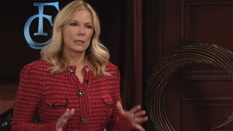 Brooke (Katherine Kelly Lang) est toujours très méfiante envers Thomas. Amour, Gloire et Beauté/Top Models,
                     épisode 8485 (31 mars 2021,
CBS)