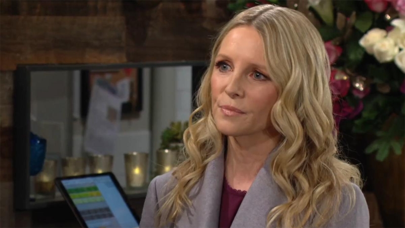 Christine (Lauralee Bell) aurait préféré que les choses se passent autrement. Les Feux de l'Amour,
épisode 12559 (20 février 2023,
CBS)
