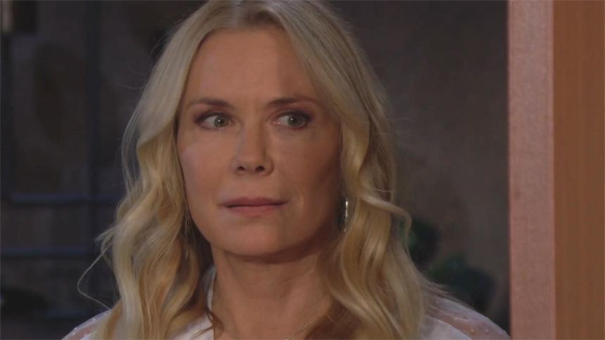 Brooke (Katherine Kelly Lang) rend visite à Thomas. Amour, Gloire et Beauté/Top Models,
épisode 9061 (13 juillet 2023,
CBS)