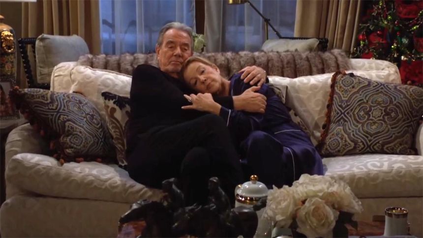 Victor (Eric Braeden) assure Nikki (Melody Thomas Scott) de son soutien. Les Feux de l'Amour,
                     épisode 12776 (2 janvier 2024,
CBS)