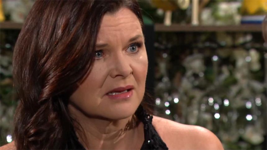 Katie (Heather Tom) voit doucement ses soupçons se confirmer. Amour, Gloire et Beauté/Top Models,
épisode 9334 (9 août 2024,
CBS)