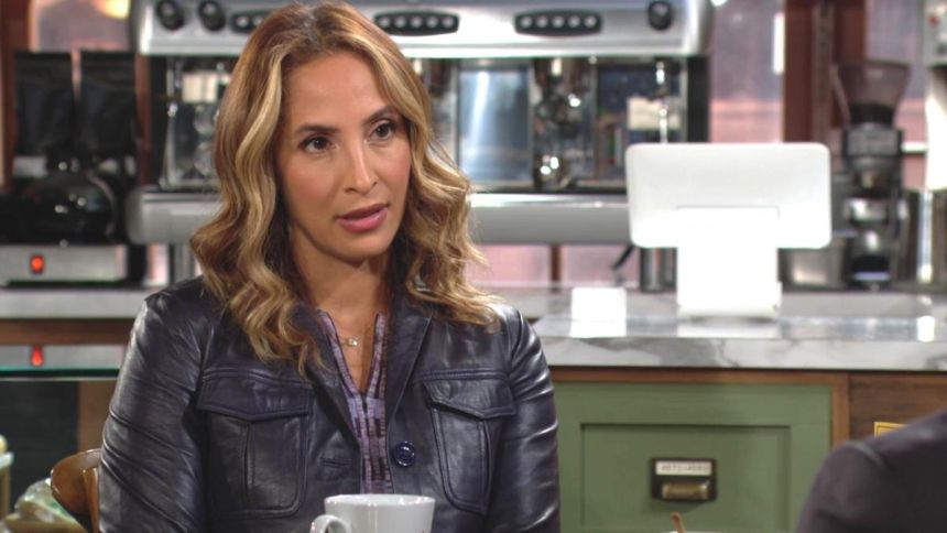 Lily (Christel Khalil) comprend de mieux en mieux les soupçons de Devon. Les Feux de l'Amour,
                     épisode 12977 (11 octobre 2024,
CBS)