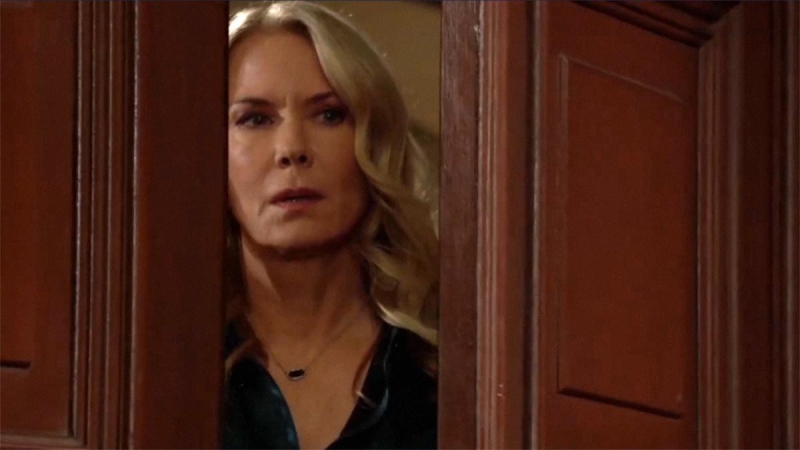 Brooke (Katherine Kelly Lang) n'apprécie pas du tout ce qu'elle vient d'entendre. Top Models,
                     épisode 9416 (4 août 2025,
RTL9)