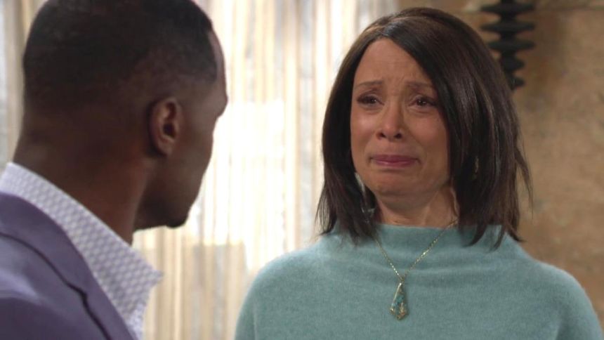 Amy (Valarie Pettiford) a le coeur brisé. Les Feux de l'Amour,
épisode 13066 (21 février 2025,
CBS)