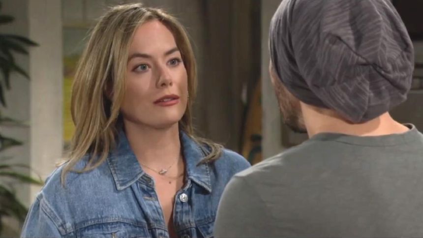 Hope (Annika Noelle) demande des explications à Liam. Top Models,
épisode 9516 (11 juillet 2025,
RTS)