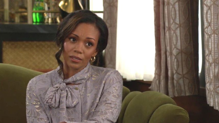 Amanda (Mishael Morgan) n'est pas convaincue par le plan de Cane. Les Feux de l'Amour,
                     épisode 13210 (15 septembre 2025,
CBS)
