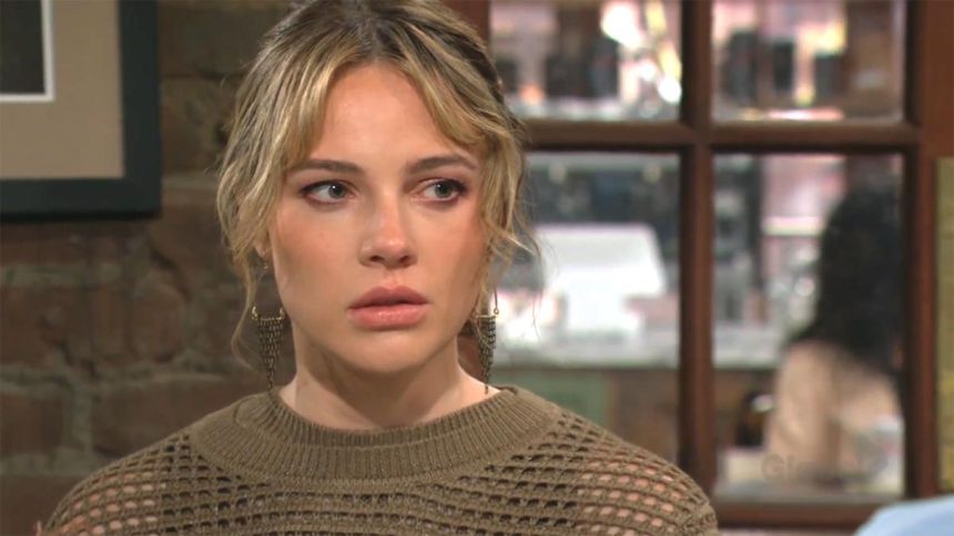 Tessa (Cait Fairbanks) est profondément chamboulée. Les Feux de l'Amour,
                     épisode 13226 (7 octobre 2025,
CBS)