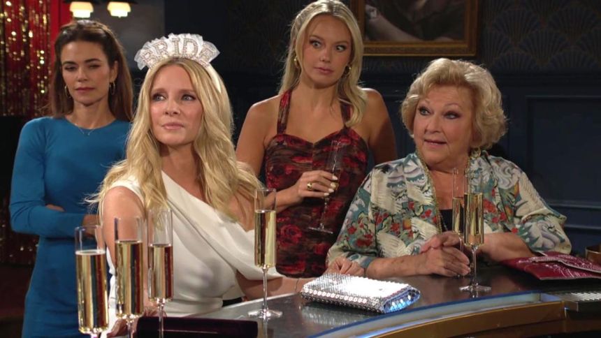 La fête de Christine (Lauralee Bell) est perturbée par une invitée inattendue. Les Feux de l'Amour,
                     épisode 13235 (20 octobre 2025,
CBS)