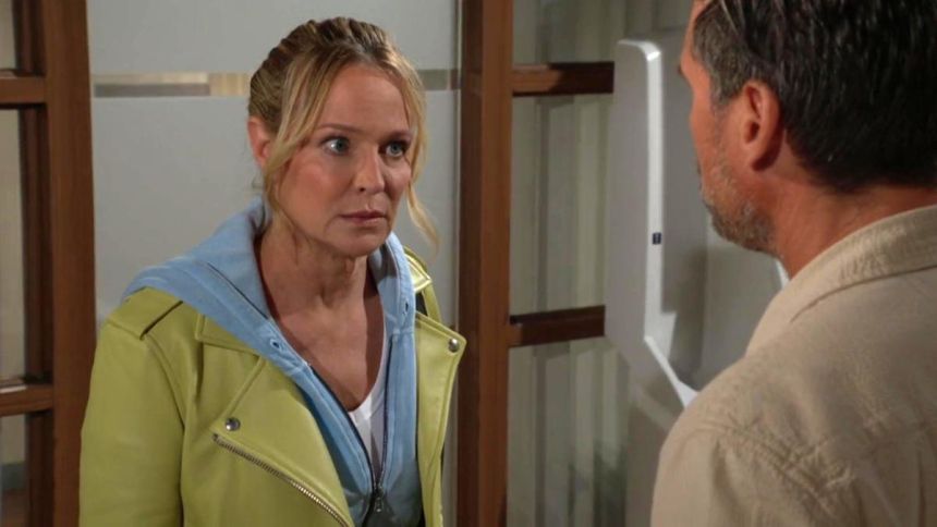 Sharon (Sharon Case) assure à Nick qu'elle n'a pas halluciné. Les Feux de l'Amour,
                     épisode 13245 (3 novembre 2025,
CBS)