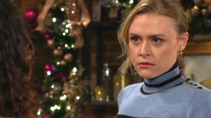 Face à Audra, Claire (Hayley Erin) ne compte pas se laisser faire. Les Feux de l'Amour,
                     épisode 13267 (5 décembre 2025,
CBS)
