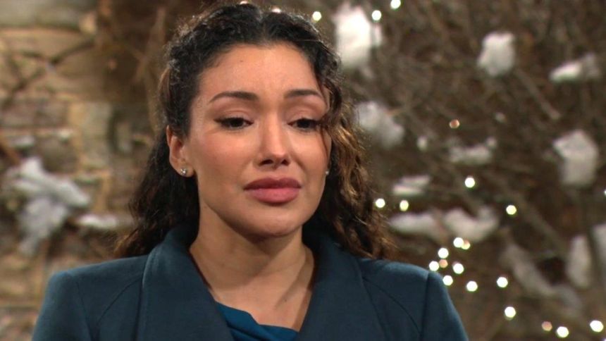 Les souvenirs d'Audra (Zuleyka Silver) sont beaucoup plus douloureux qu'elle ne le dit. Les Feux de l'Amour,
                     épisode 13272 (12 décembre 2025,
CBS)